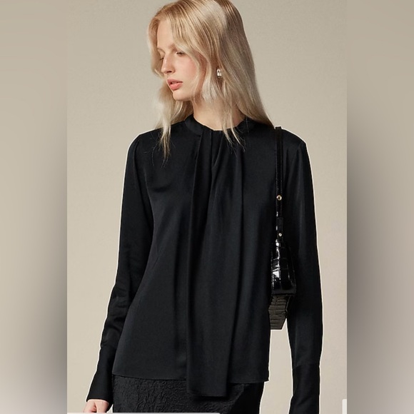 J.Crew Satin drape top in black